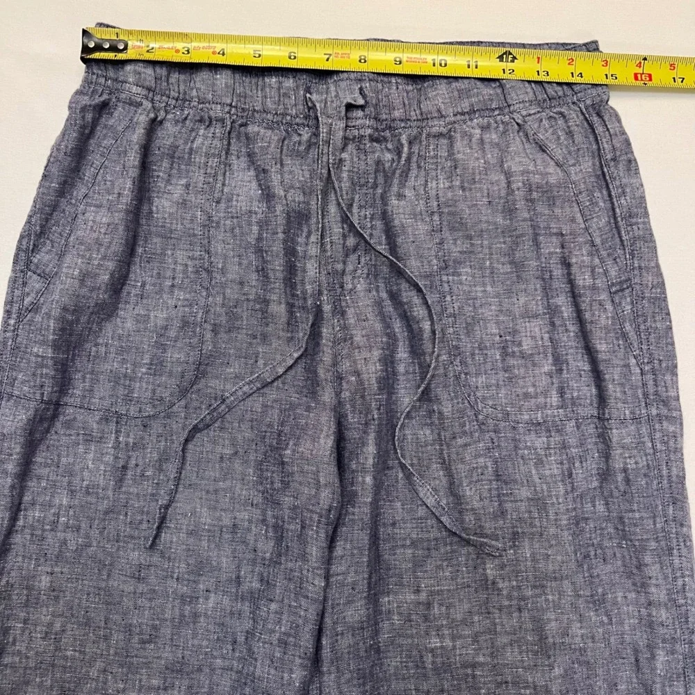 Jones & Co New York Blue 100% Linen Wide Leg Relaxed Drawstring Pants Size M